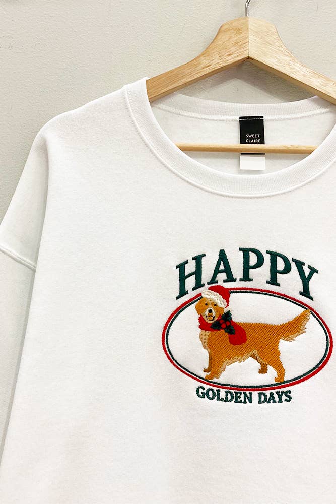 Golden Days Embroidered Holiday Sweatshirt