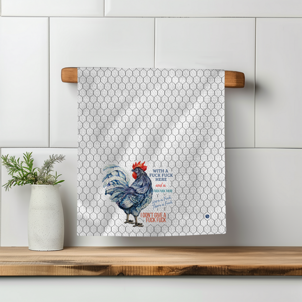 With A Fuck Fuck Here Kitchen Tea Towel