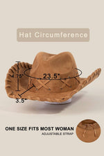 Braided Brim Faux Suede Cowboy Hat
