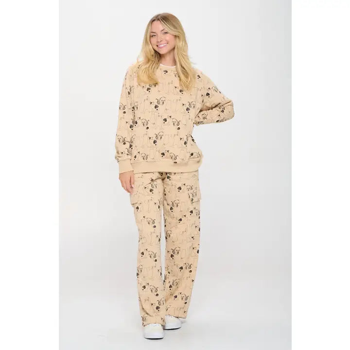 All Over Cat Print Sweatpants