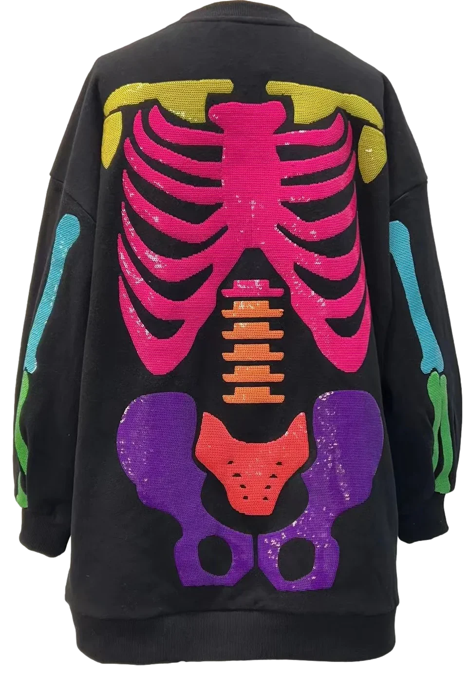 Black Rainbow Skeleton Sweater Dress