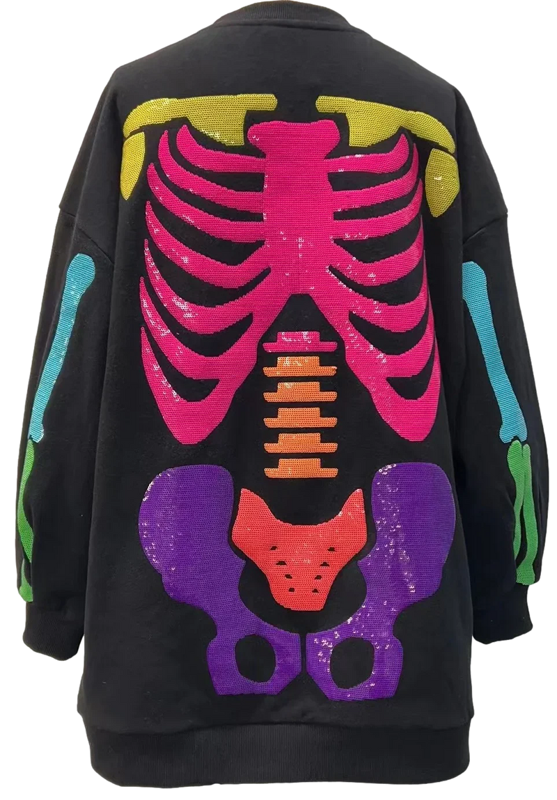 Black Rainbow Skeleton Sweater Dress