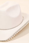 Rhinestone Pearl Trim Cowboy Hat