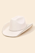 Rhinestone Pearl Trim Cowboy Hat