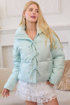 Puffer Jacket With Ribbon Bow Tie Detail