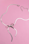 HERRINGBONE SNAKE CHAIN BOW NECKLACE | 40NK309