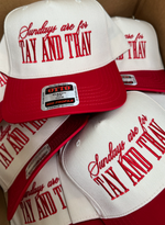 Sundays Are For Tay + Trav - Red Vintage Trucker Hat