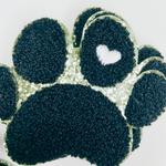 Paw Print with Embroidery heart detail - Chenille Patch