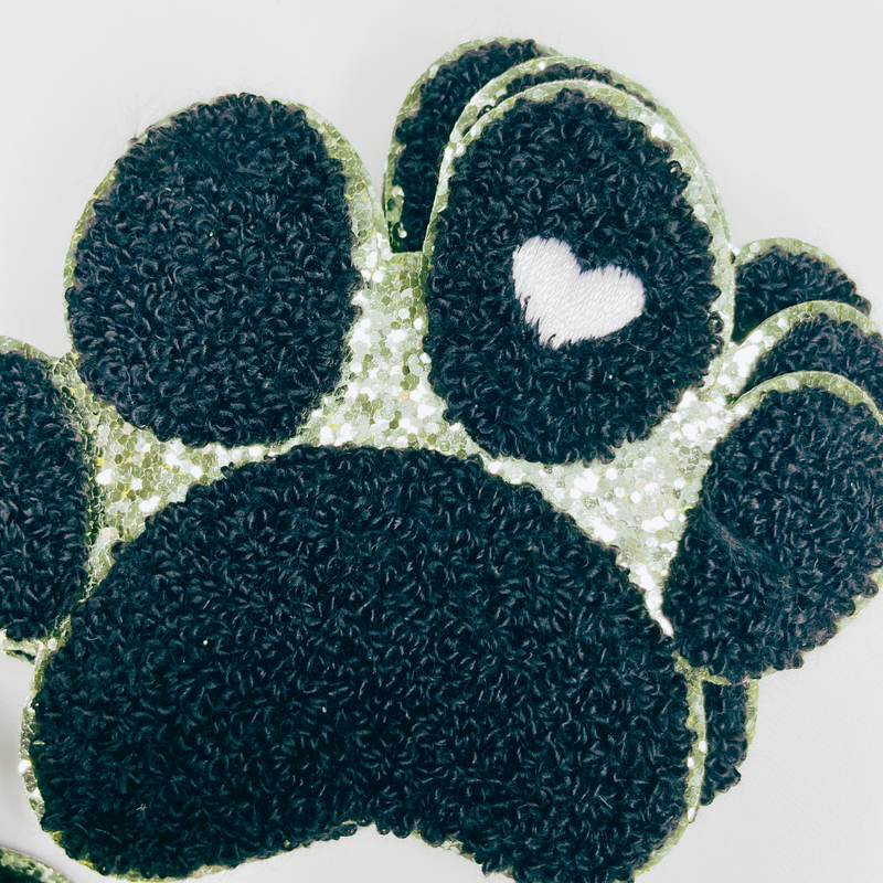 Paw Print with Embroidery heart detail - Chenille Patch