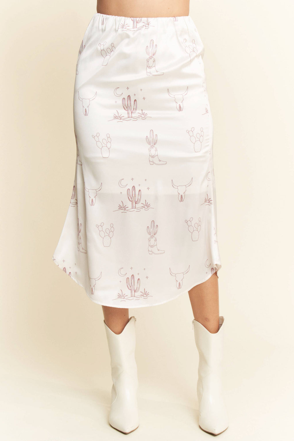 WESTERN CONVERSATIONAL PRINTED MIDI SKIRT