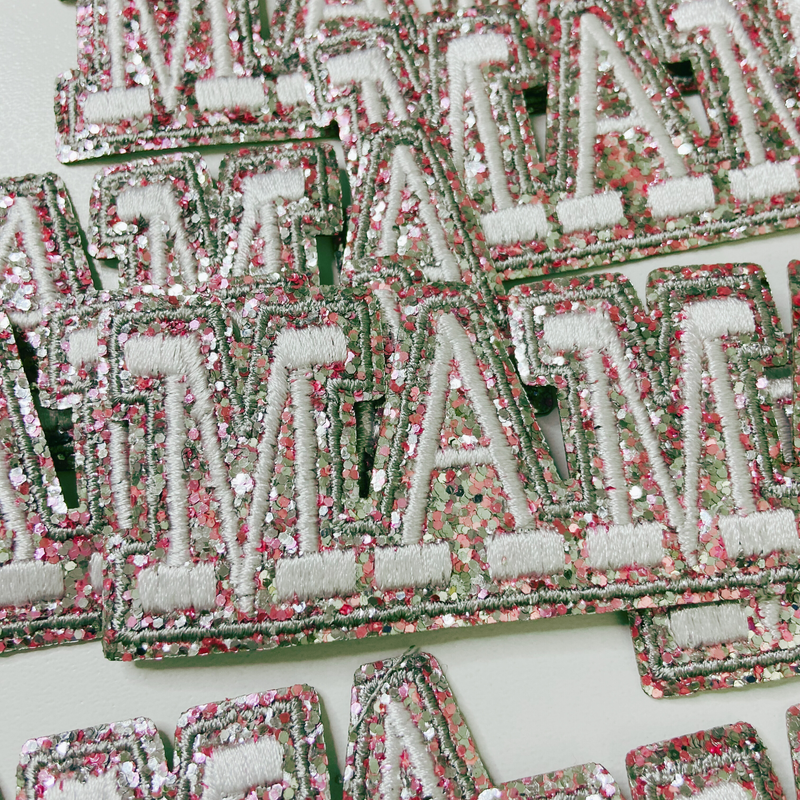 4" MAMA / 3" MINI  - Glitter + Embroidered Hat Patch