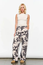 Cow Print Twill Pants
