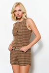 Gingham Button Front Vest