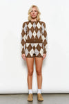 Olive Argyle Knit Shorts