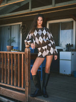 Olive Argyle Knit Shorts