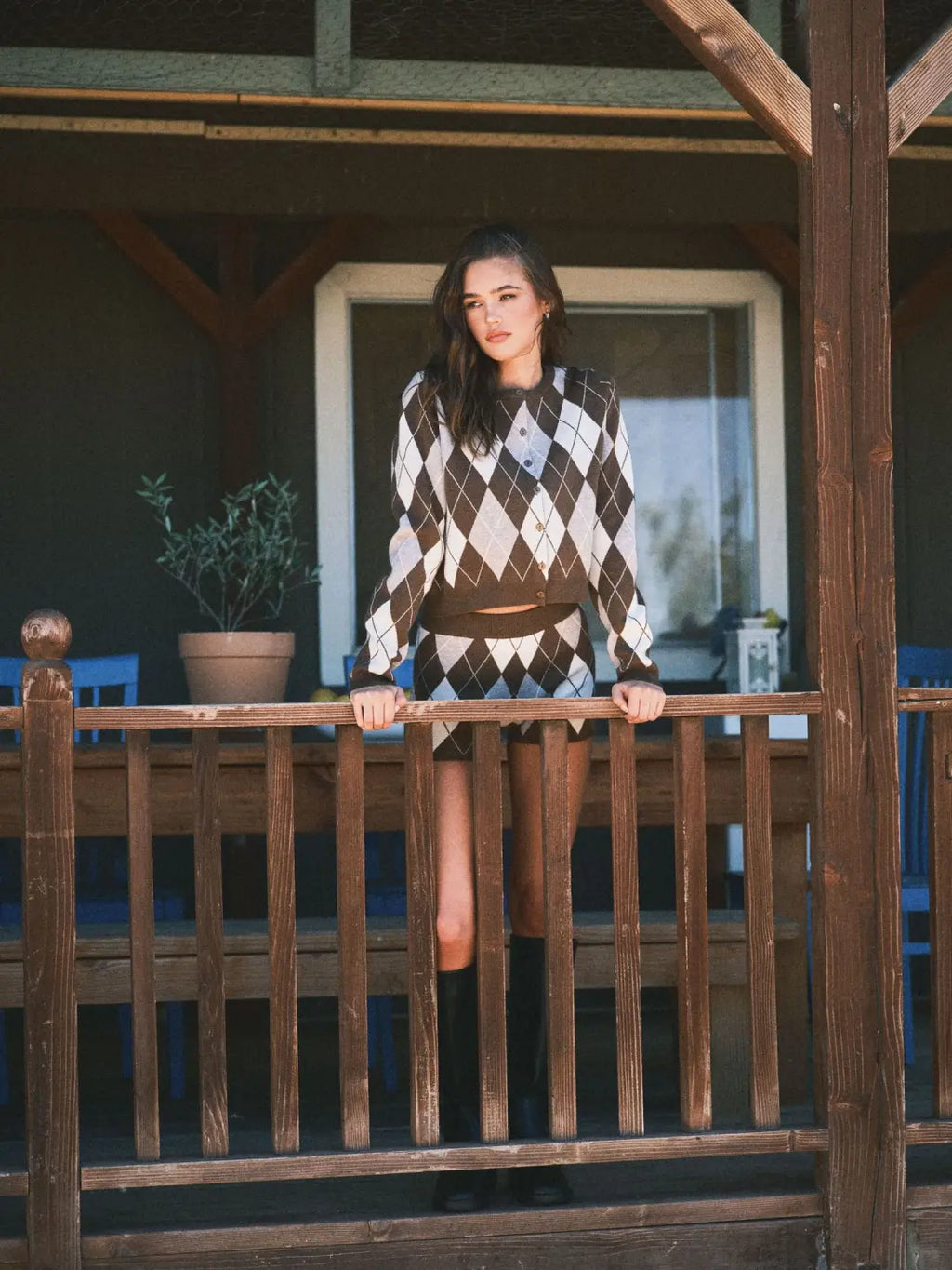 Willow Knit Argyle Cardigan