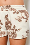 Cream w/Brw Floral Hoodie Sweatshirt