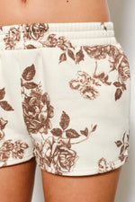 Cream w/Brw Floral Hoodie Sweatshirt