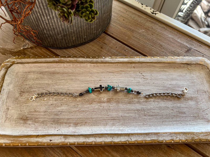 Turquoise Cross Trucker Hat Chain