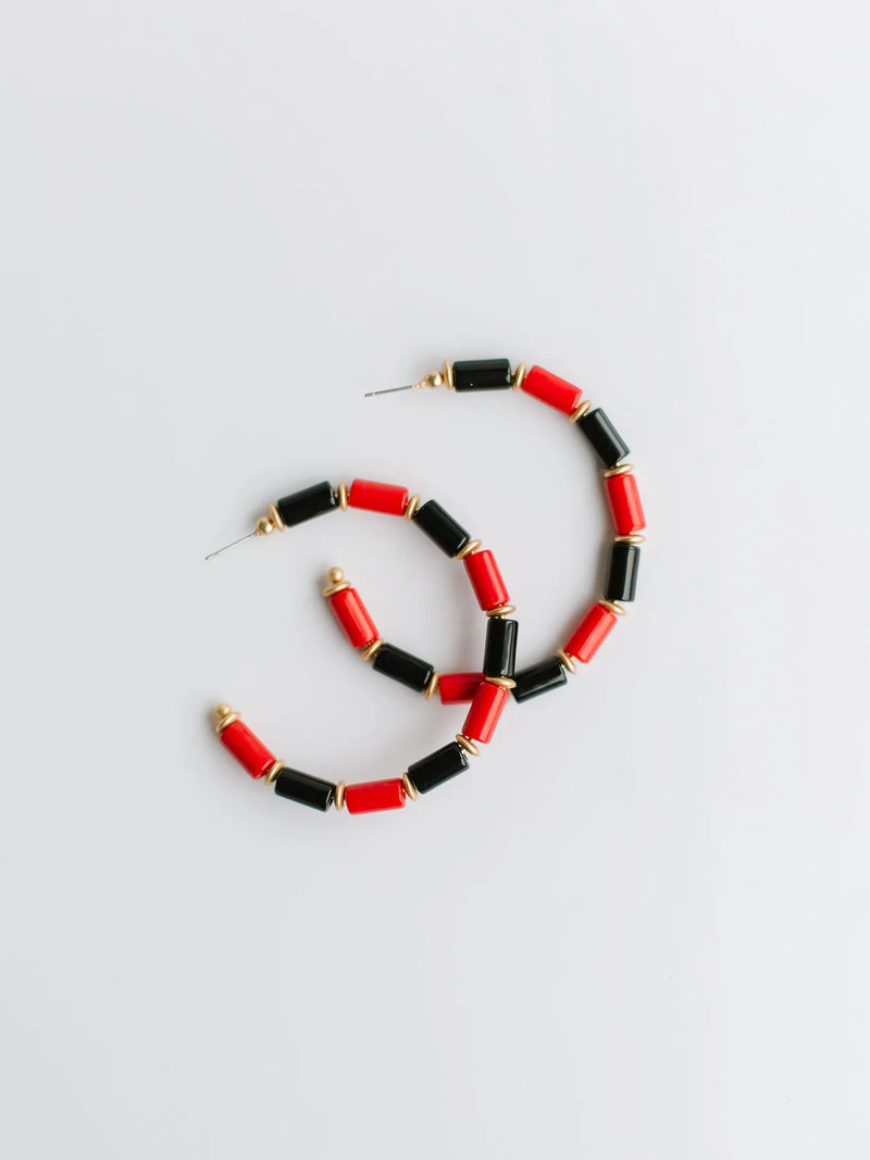 Kara Black and Red Hoop Earrings