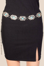 Turquoise Stud Oval Western Concho Chain Belt