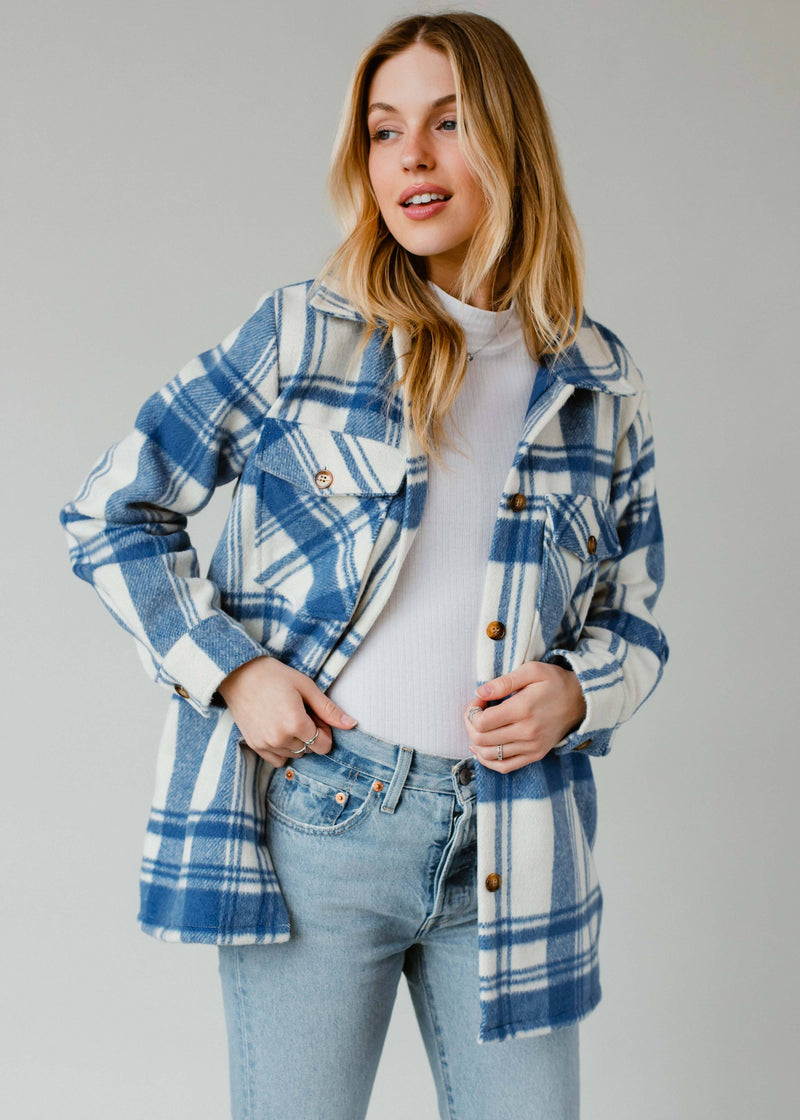 Royal Blue & Cream Plaid Jacket