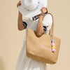 Sea Blessed Embroidered Raffia Tote Bag with Tassel Charm