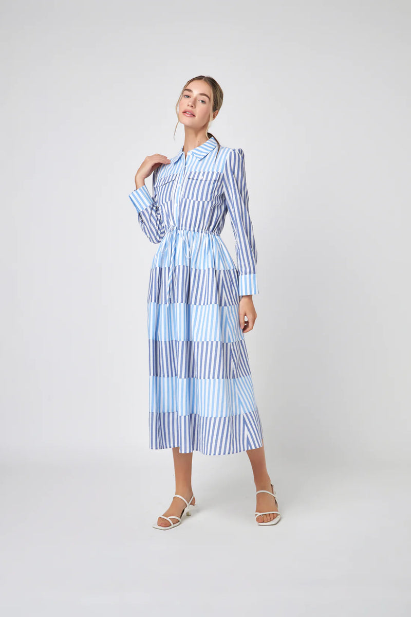 Stripe Block Maxi Dress