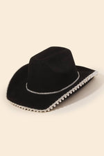 Rhinestone Pearl Trim Cowboy Hat