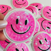 NEON Pink or Yellow Sequin Smiley Face Patch