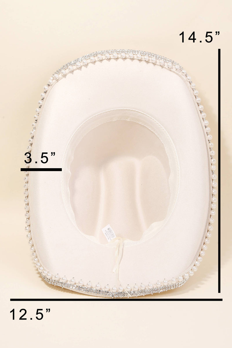 Rhinestone Pearl Trim Cowboy Hat