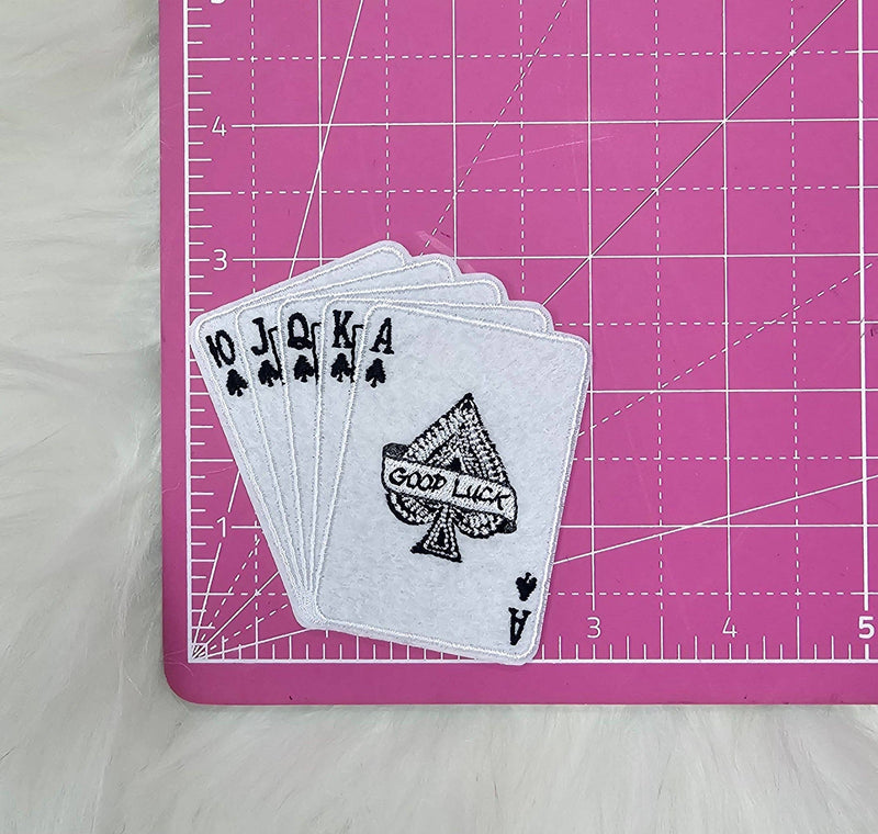 Royal Flush Ace of Spades 'Good Luck' Embroidery Iron On Patch