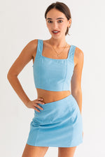 Blue Woven Mini Skirt