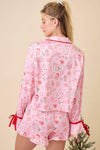 Pink Christmas Pajama Set with Red Trim – Holiday Loungewear