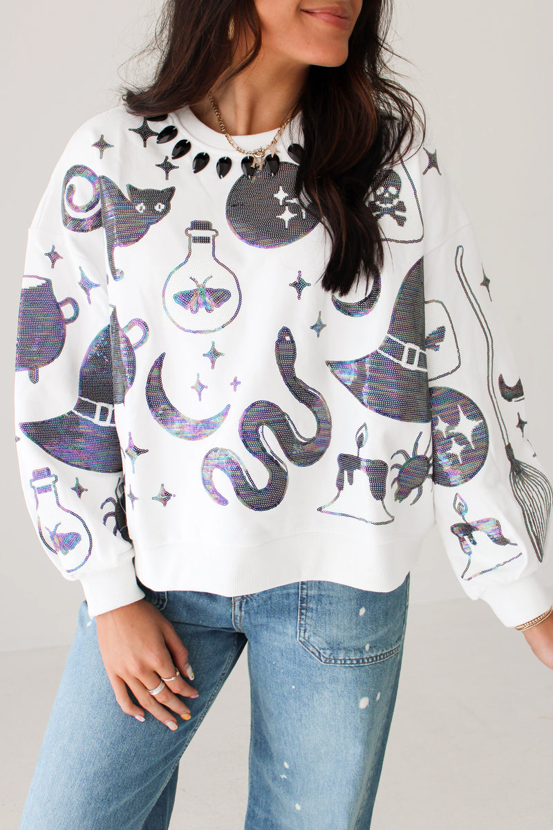 White and Purple Icon Sweatshirt