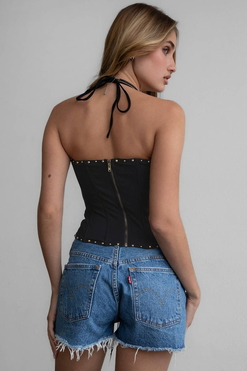 Embroidered Western Halter Bustier Corset Top – Rolling Rack Boutique