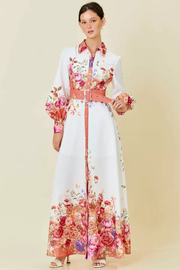 Floral Collar Maxi Dress