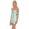 Satin Strapless Twist Cutout Dress in Mint Green
