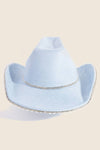 Rhinestone Pearl Trim Cowboy Hat