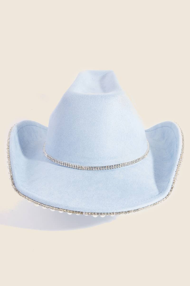 Rhinestone Pearl Trim Cowboy Hat