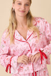 Pink Christmas Pajama Set with Red Trim – Holiday Loungewear