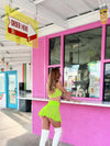 Neon Yellow Mesh Skater Skirt