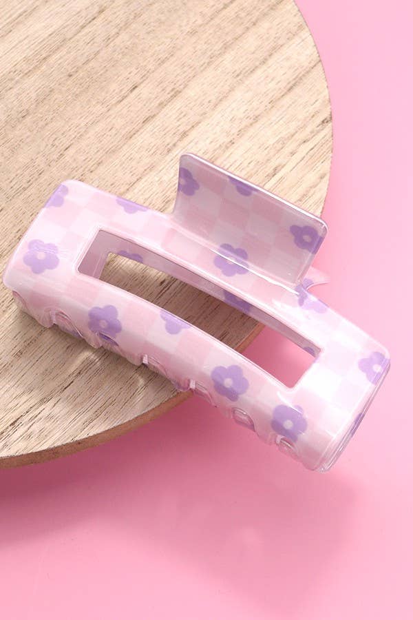 Daisy Checkered Claw Clips