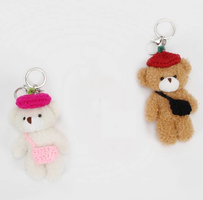 TEDDY BEAR KNITTED BAG HAT KEYCHAINS BAG CHARM