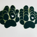 Paw Print with Embroidery heart detail - Chenille Patch