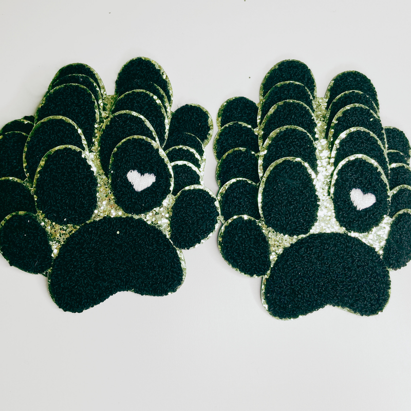 Paw Print with Embroidery heart detail - Chenille Patch