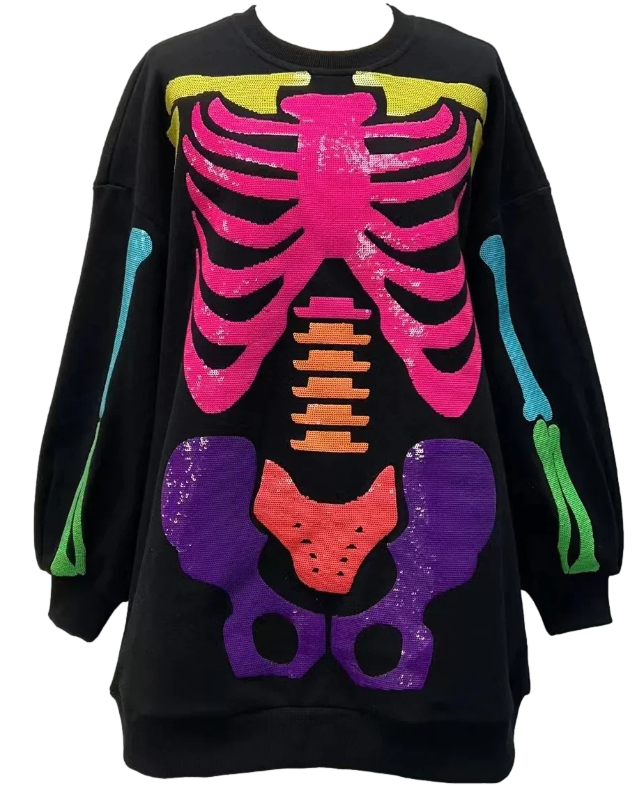 Black Rainbow Skeleton Sweater Dress Rolling Rack Boutique Black Rainbow Skeleton Sweater Dress Rolling Rack Boutique
