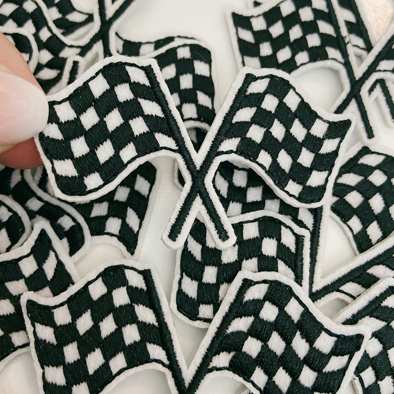 2" SMALL Checkered Racing Flags -  Embroidered hat Patch