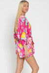 Fuchsia Orchid Kimono Sleeve Romper