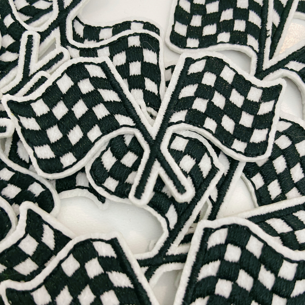 2" SMALL Checkered Racing Flags -  Embroidered hat Patch